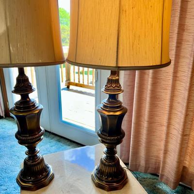 Pair Solid Brass 36 Inch Table Lamps