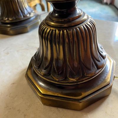 Pair Solid Brass 36 Inch Table Lamps
