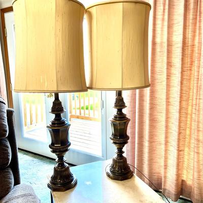 Pair Solid Brass 36 Inch Table Lamps