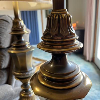 Pair Solid Brass 36 Inch Table Lamps