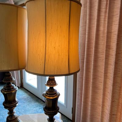 Pair Solid Brass 36 Inch Table Lamps
