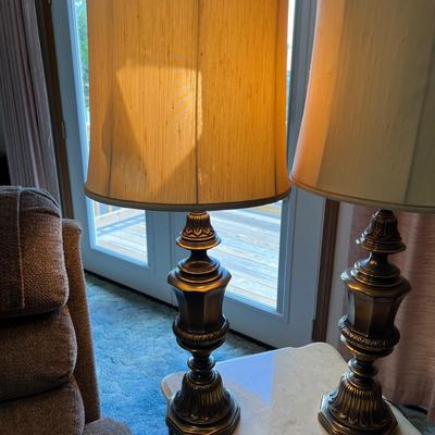 Pair Solid Brass 36 Inch Table Lamps