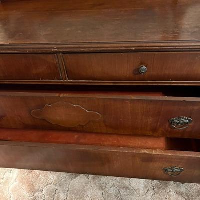 Solid Wood Antique Dresser w Mirror on Casters