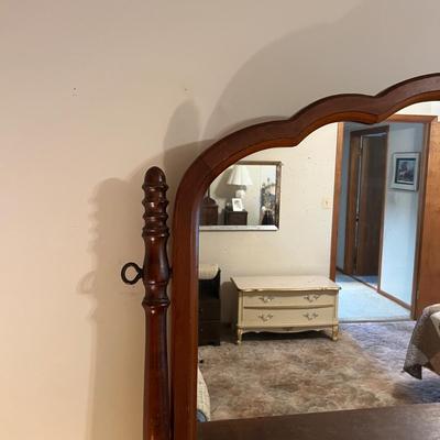 Solid Wood Antique Dresser w Mirror on Casters