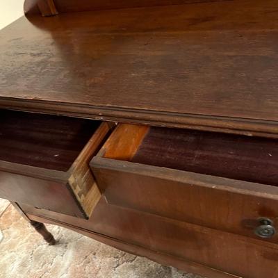 Solid Wood Antique Dresser w Mirror on Casters