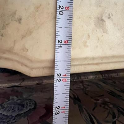 Pair of Carved Wood Marble Top End Tables