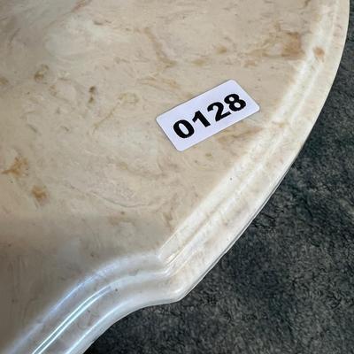 Carved Wood Marble Top Coffee Table