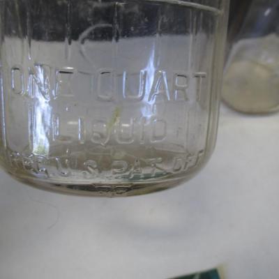 Vintage Universal Store Milk Bottle 5 Cents Embossed - Ribbed & Lake Road Dairy 5 Cents Bottle (L)