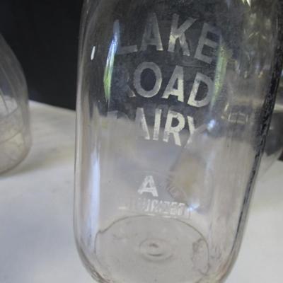 Vintage Universal Store Milk Bottle 5 Cents Embossed - Ribbed & Lake Road Dairy 5 Cents Bottle (L)