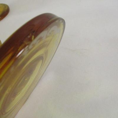 Bohemian Crystal Vase Amber To Clear Cut Etched