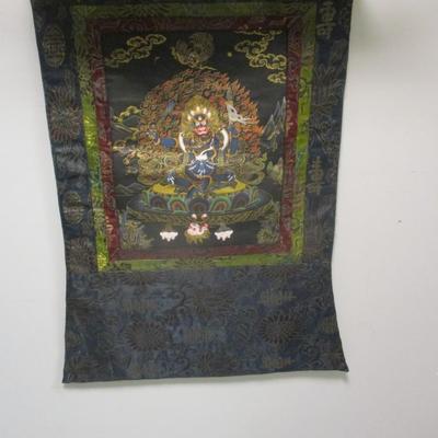 Tibetan Thangka Painting With Premium Silk Brocade