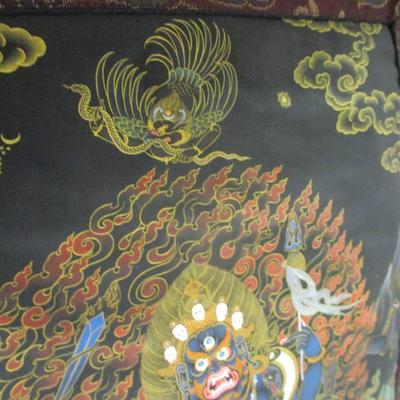 Tibetan Thangka Painting With Premium Silk Brocade