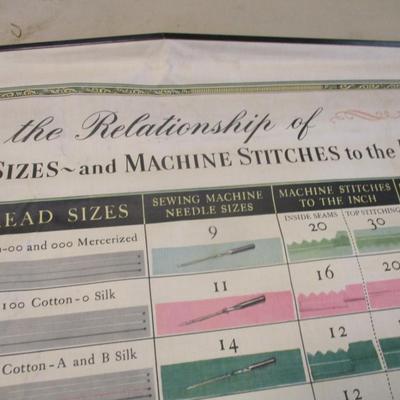 Vintage Litho Showing The Relationship Of Types Of Fabrics & Thread & Needle Sizes Etc...Singer Sewing Machine Company