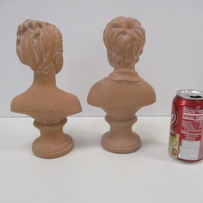 Female & Male Child Sculpture Bust Greek Roman Terracotta Clay