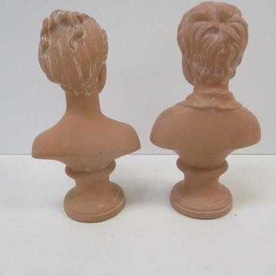 Female & Male Child Sculpture Bust Greek Roman Terracotta Clay