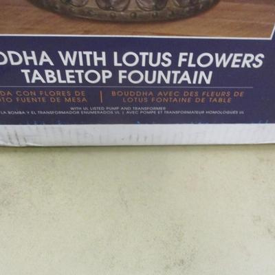 New Alpine Cascading Buddha With Lotus Flowers Tabletop Fountain LED 19" Tall