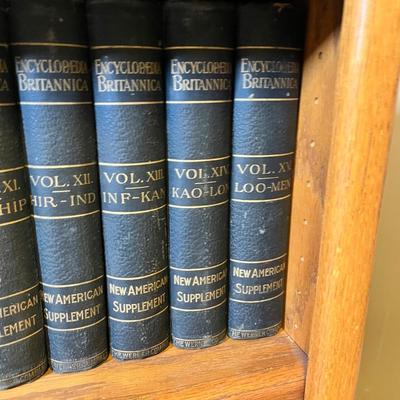 Lot 194 Book shelf with antique Encyclopedia set