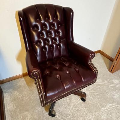 Lot 199 Red Leather Office chair