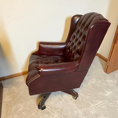 Lot 199 Red Leather Office chair
