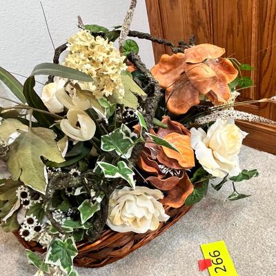 Lot 266 Flower arrangement & basket