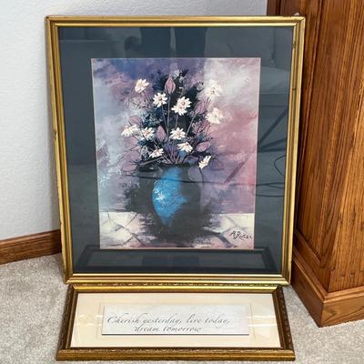 Lot 279 Still life print & saying picture