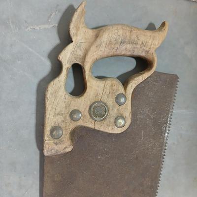 Lot of 3 Vintage Hand Tools – 21" Bow Saw, Hand Saw, Carpenter’s Square