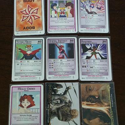 Lot of 7 sailor moon cards & 2 lotr cards