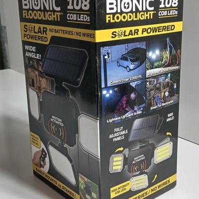 Bell + Howell Bionic Floodlight – 108 COB LED Solar Motion Light (NEW in Box)