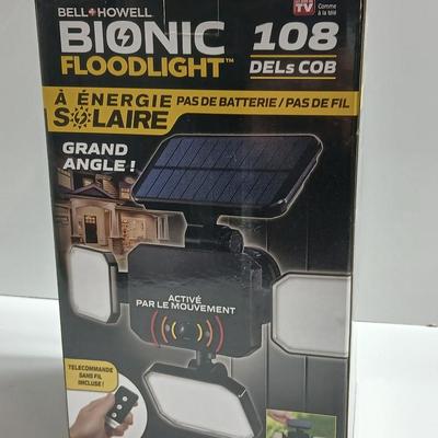 Bell + Howell Bionic Floodlight – 108 COB LED Solar Motion Light (NEW in Box)