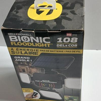 Bell + Howell Bionic Floodlight – 108 COB LED Solar Motion Light (NEW in Box)