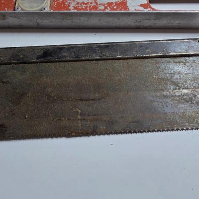 Lot of 3 Vintage Hand Tools – Hacksaw Handsaw and Level