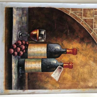 Wine and Grapes Still Life original painting on canvas