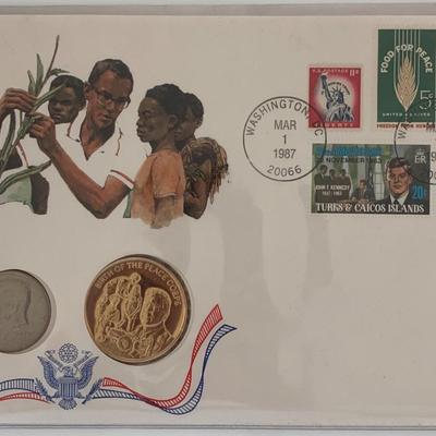 John F. Kennedy commemorative cover with coin