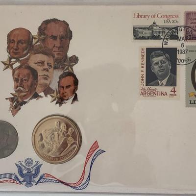 John F. Kennedy commemorative cover with coin