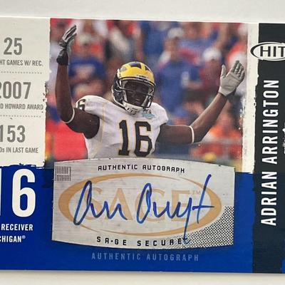 University of Michigan Adrian Arrington 2008 Sage Hit #A16 trading card