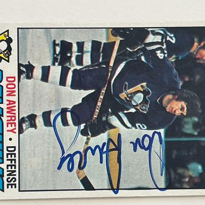 Pittsburgh Penguins Don Awrey 1977 Topps #137 signed trading card