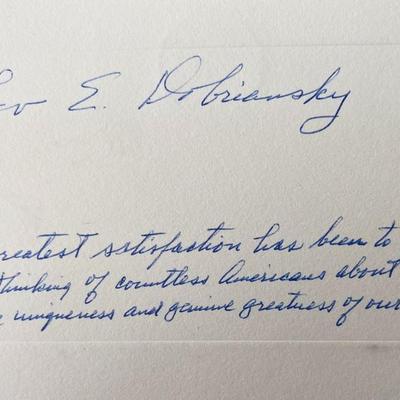 Lev E. Dobriansky signed note