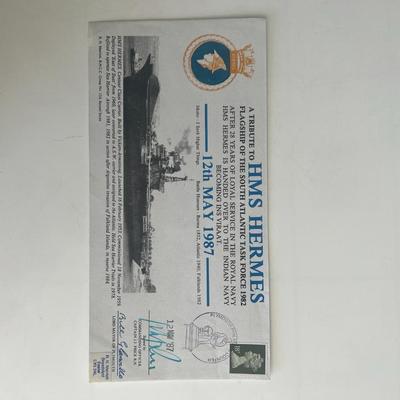 HMS Hermes Royal Navy signed FDC