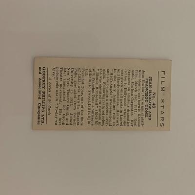 Jean Harlow and Franchot Tone unsigned cigarette card