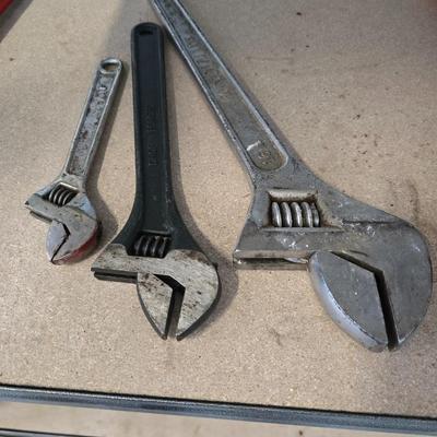 Three Adjustable Wrenches – 6" and 10"