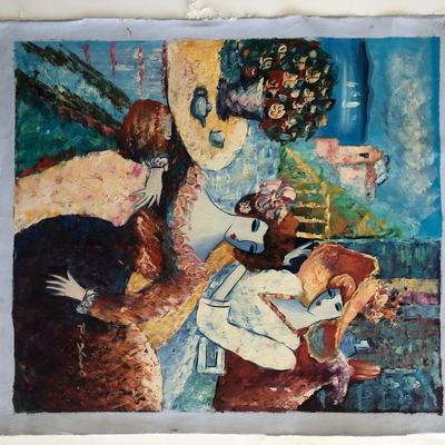 Ladies Taking Tea by the Sea Original original painting on canvas