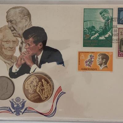 John F. Kennedy commemorative cover with coin
