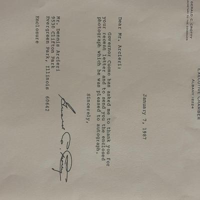 Secretary to NY Governor  Cuomo Gerald C. Crotty signed 1987 letter