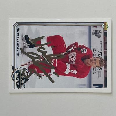 Detroit Red Wings Nicklas Lidström 1992 Upper Deck #363 signed trading card