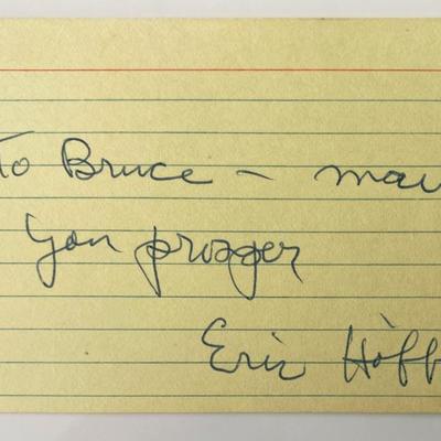 Philosopher Eric Hoffer signed note