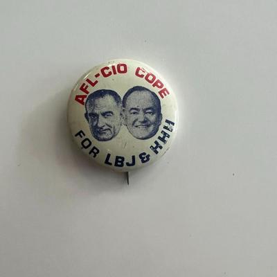 1964 AFL-CIO for LBJ & HHH political pin