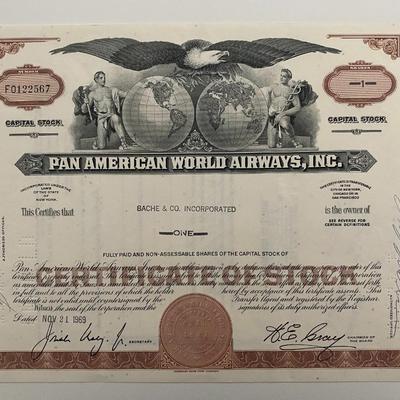 Pan American World Airways, INC One Share Certificate of Stock