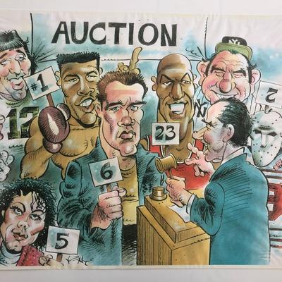 Richard Nixon Celebrity Auction Caricature Print