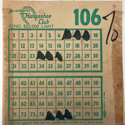 Horseshoe Club Keno card