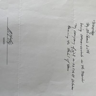 Wesley L. Fox signed note